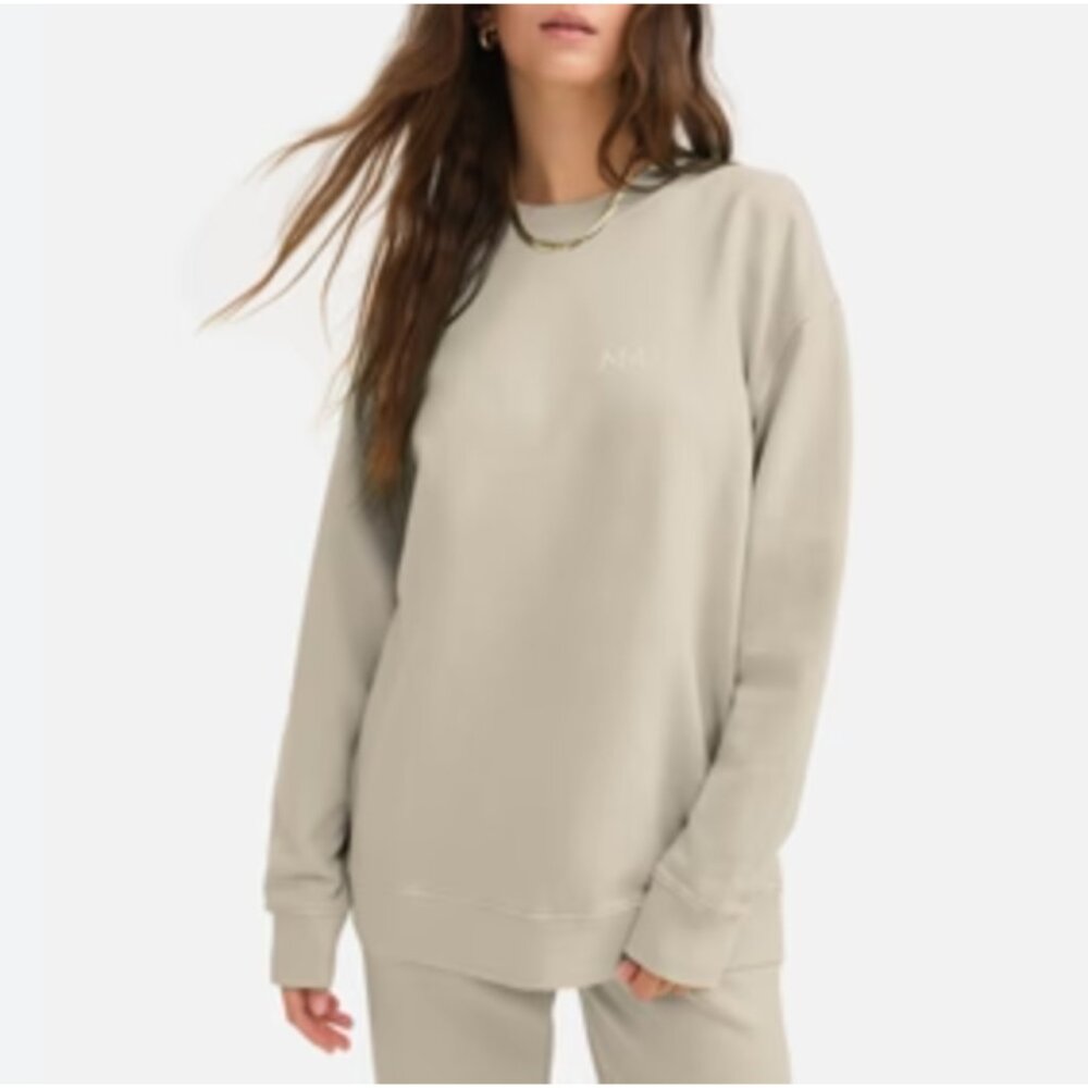 Organic Fleece Embroidered Oversized Sweatshirt NWOT